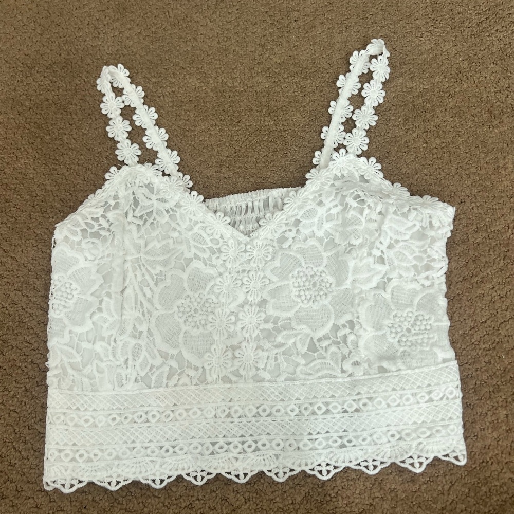 Elegant White Lace Women's Top
